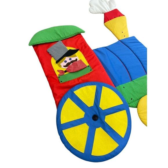 Vintage Wooltex Baby Nursery Decor Teacher Wall Hanging Train Engine Conductor - Picture 2 of 6